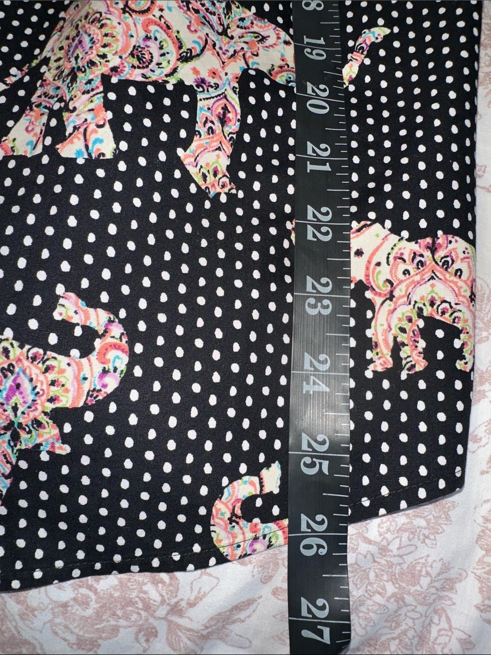 Chico's Black Polka Dot Button-Down with Multicolor Paisley Elephants - Picture 7 of 10